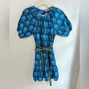 Oliphant Crew Neck short puff sleeve flirty mini dress